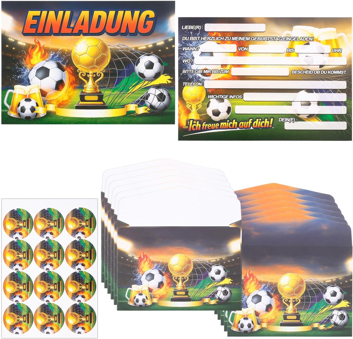 12x voetbaluitnodigingen kinderfeest