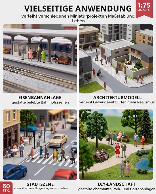 60 Miniatuur Figuurtjes 1:75 Schaal Model Mensen Zittend Staand Architectuurmodel Bouw Doe-het-zelf Landschap — cadeau in Cadeau-ideeën - foto 7
