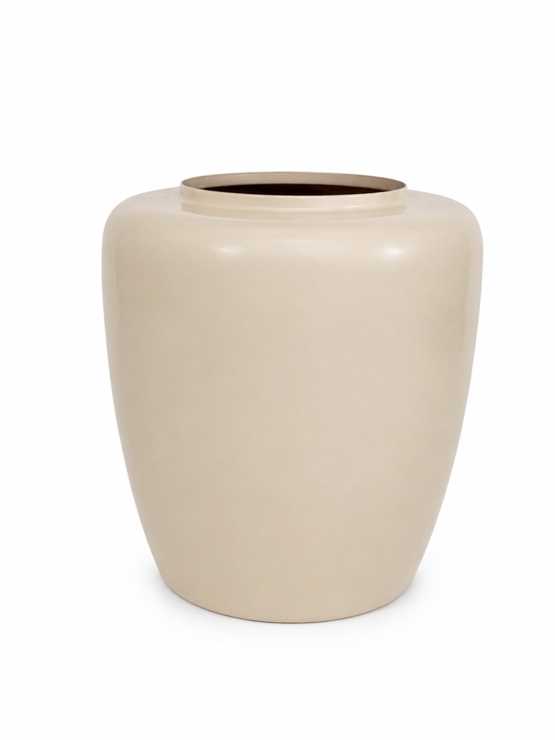 by Mooss - Vaas Ø34 x 36 cm - Beige - Hoogglans - Modern - Luxe - Design - Glanzend - Stijlvol - Elegant - Chique - Trendy - Decoratief - Woondecoratie