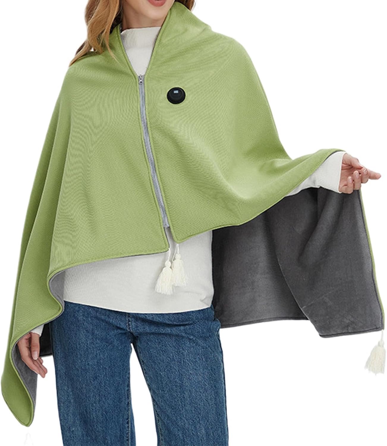 Elektrische dekens - 136 x76 cm - verwarmde deken - Warmte Poncho - USB-voeding - Verwarming in drie standen(40°C, 50°C, 60°C) - Kan worden gevoed door een powerbank - Geschikt voor gebruik binnen en buiten