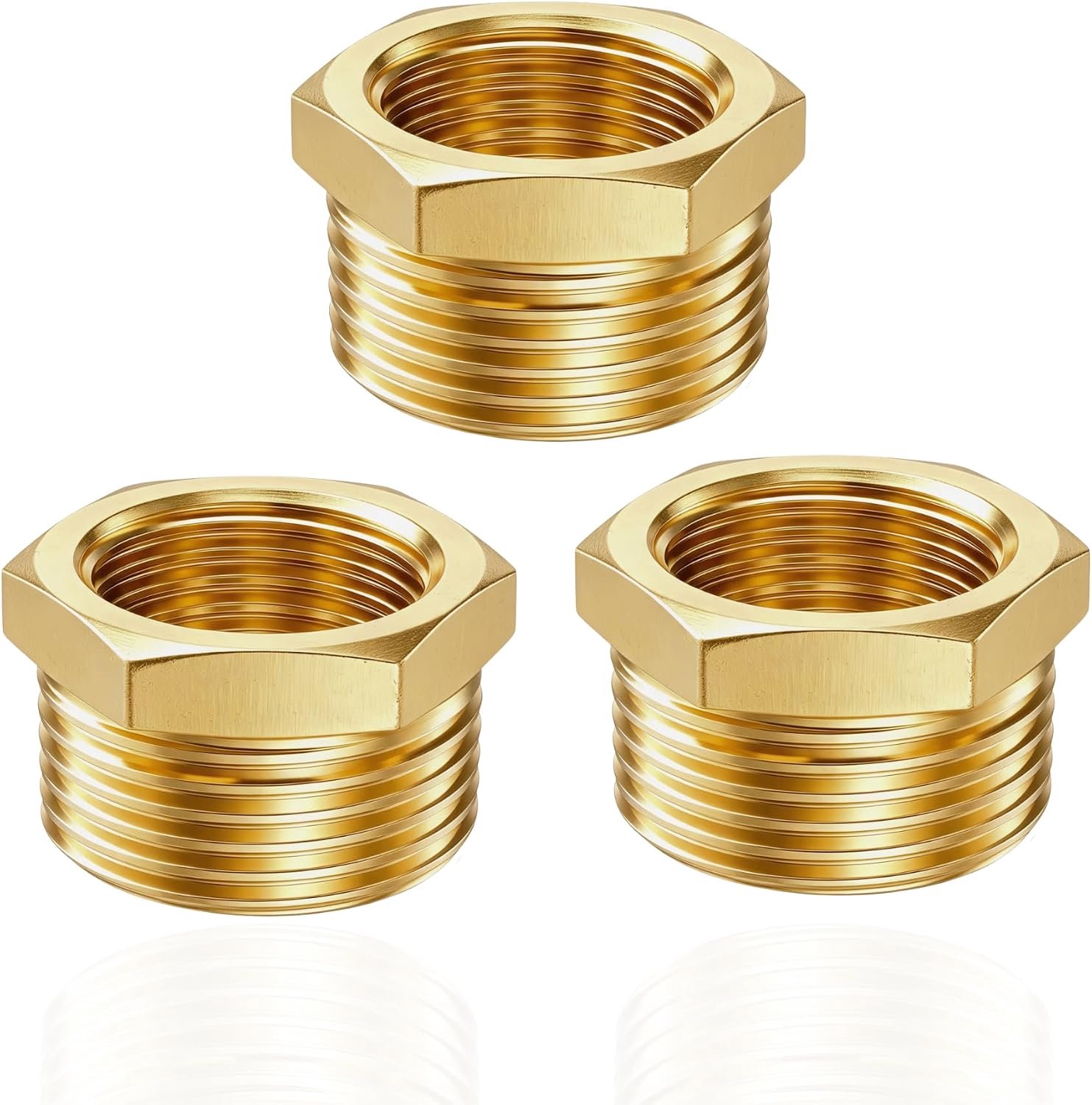 Verloopstuk 1/2 naar 1/4 inch - messing - 3 stuks reductie schroefdraadfitting - geschikt voor diverse aansluitingen - m-winkel
