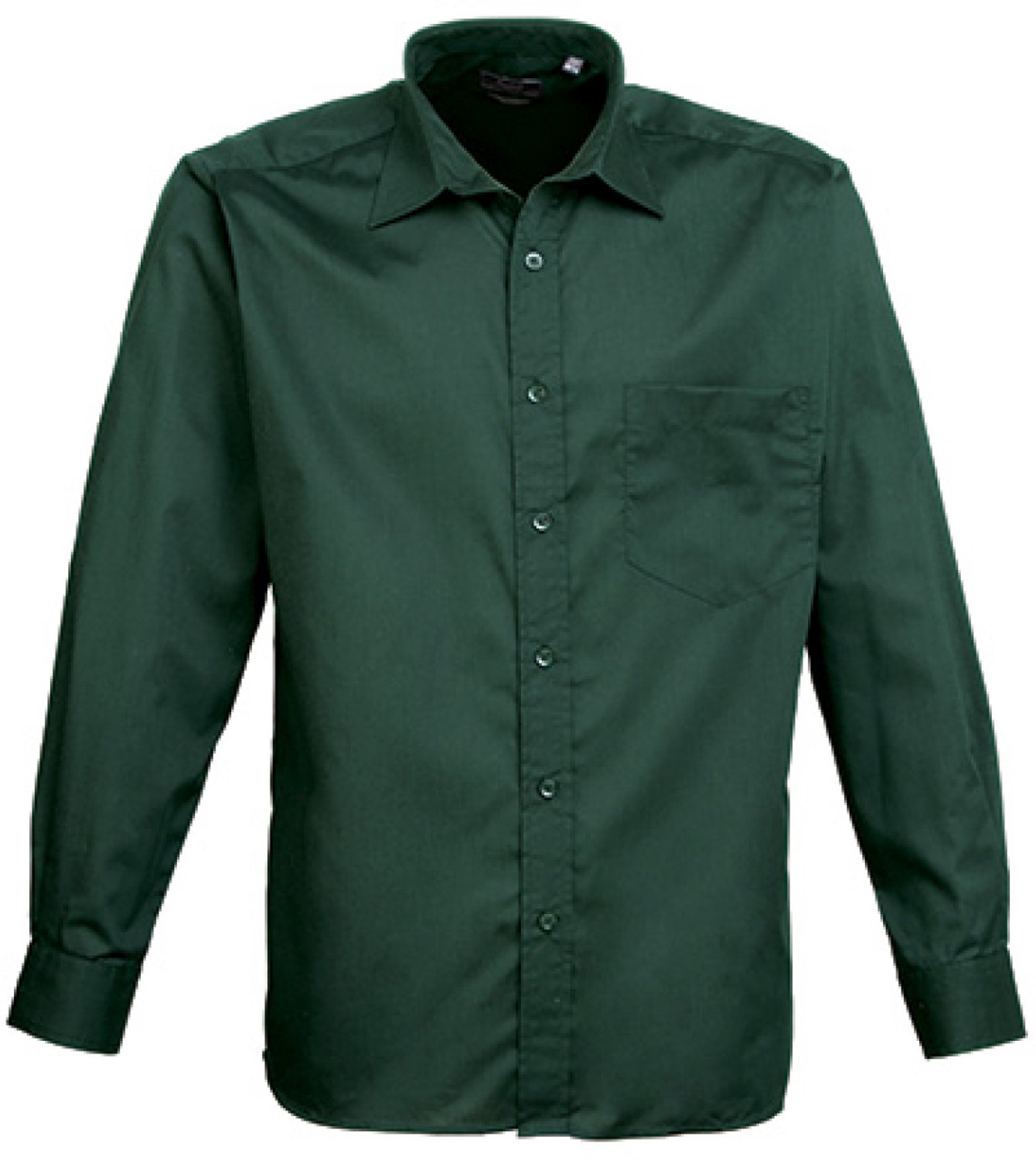 Premier Workwear - Men´s Poplin Long Sleeve Shirt - Bottle Green - 38 (15)