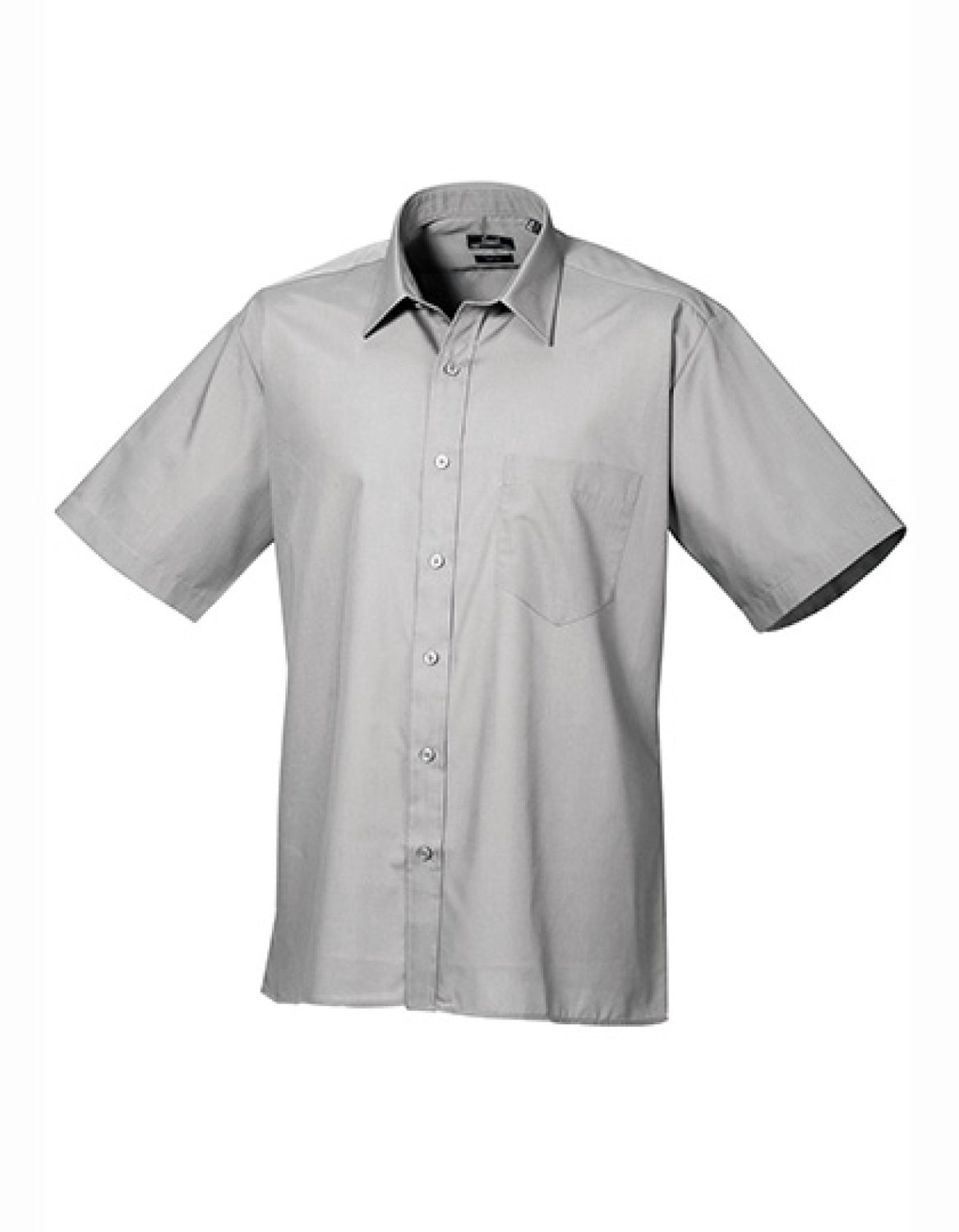 Premier Workwear - Men´s Poplin Short Sleeve Shirt - Silver (ca. Pantone Cool Gray 7C) - 38 (15)