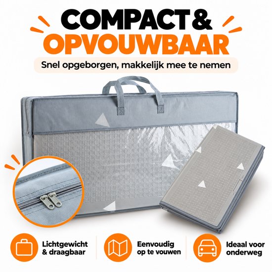 ComfyKidz® Speelmat Baby Opvouwbaar 200x150 cm – Dubbelzijdig XPE Schuim – BPA Vrij – Binnen en Buiten – Inclusief Luxe Opbergtas — afbeelding 2