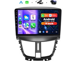 Boscer 2 Din Android 15 Autoradio - Geschikt voor Peugeot 207 (2009-2013) - Draadloos Apple Carplay & Android Auto - 4+64GB - 9 Inch HD IPS Touchscreen - GPS Navigatie - WIFI, Bluetooth & USB - Achteruitrijcamera & Microfoon