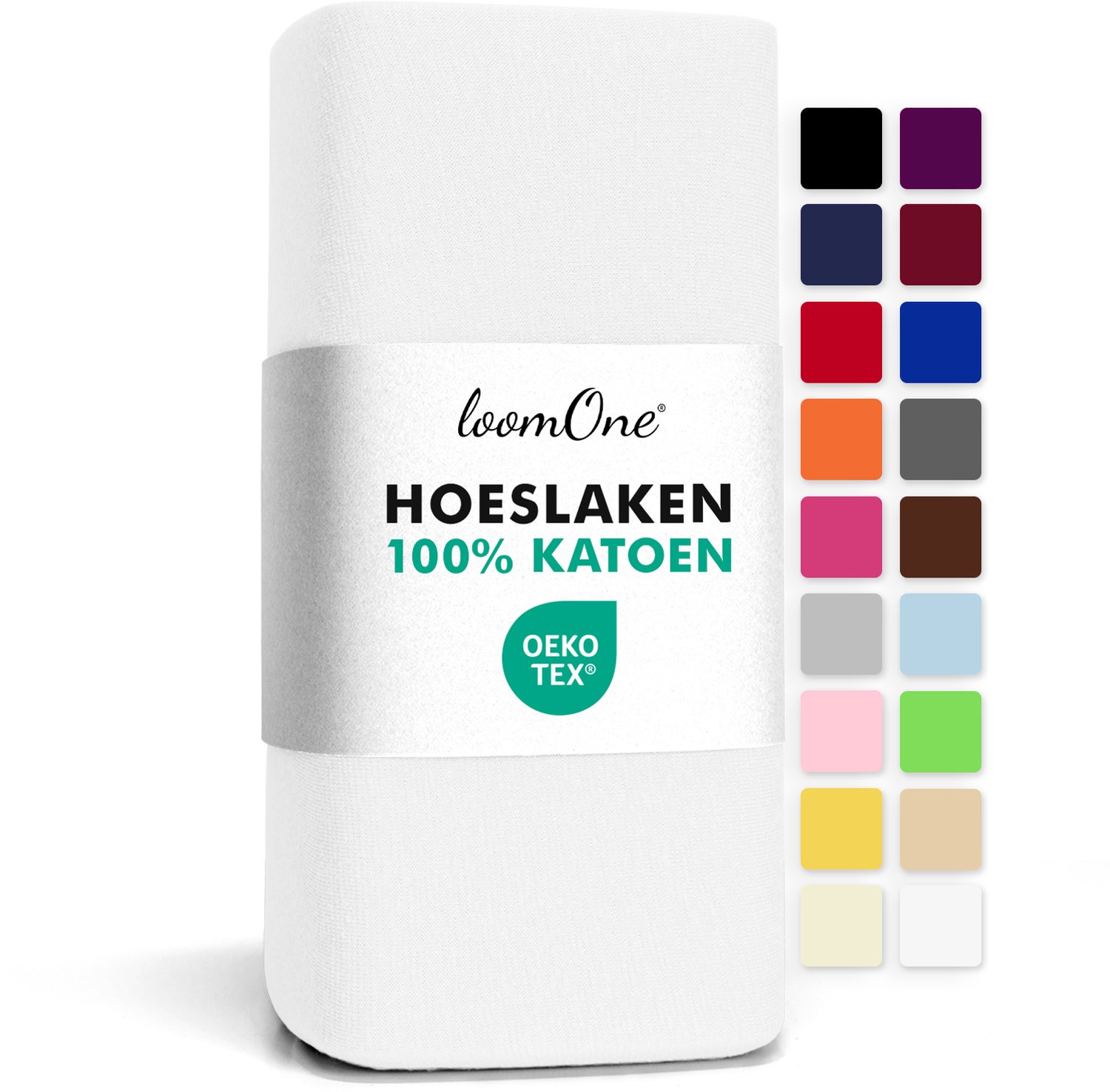 Loom One Hoeslaken – 100% Jersey Katoen – tot 40cm matrasdikte– 160 g/m² – voor Boxspring-Waterbed - Wit, foto 2