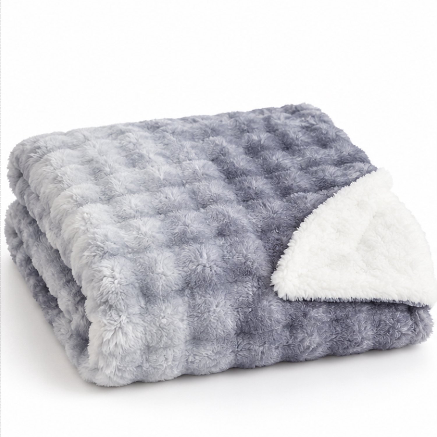 bedlin Fleece deken – Plaid – 150x200cm – Gradient Bubble Zilver