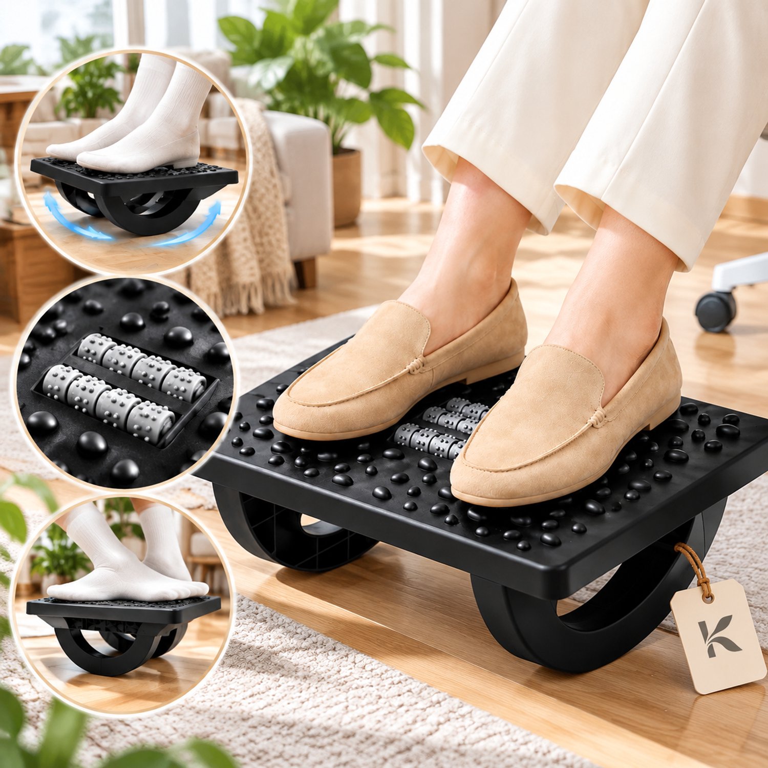 kaiyaya voetensteun bureau ergonomisch - Voetenbank - ergonomisch kantelbaar - zwart