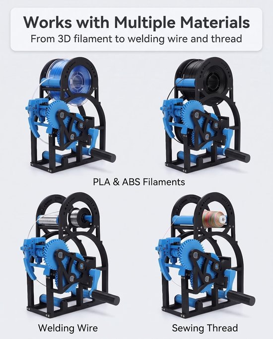 Handheld Coil Reel Roller met Verstelbare Spanningsregeling en Versterkt Frame voor 3D Printen, Lassen en Filamentgebruik — afbeelding 2