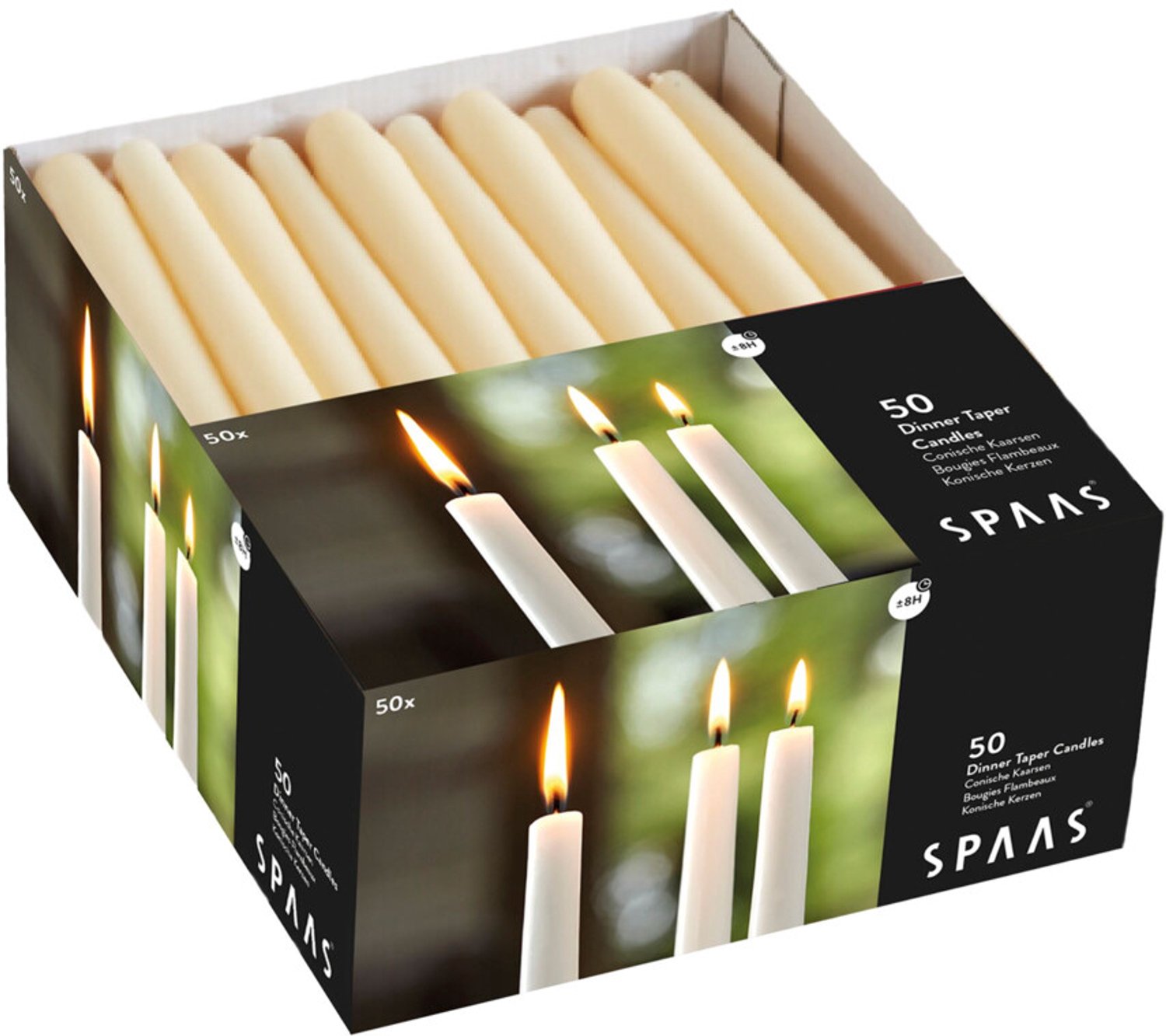 SPAAS Festilux dinerkaarsen 50 stuks - Ivoor