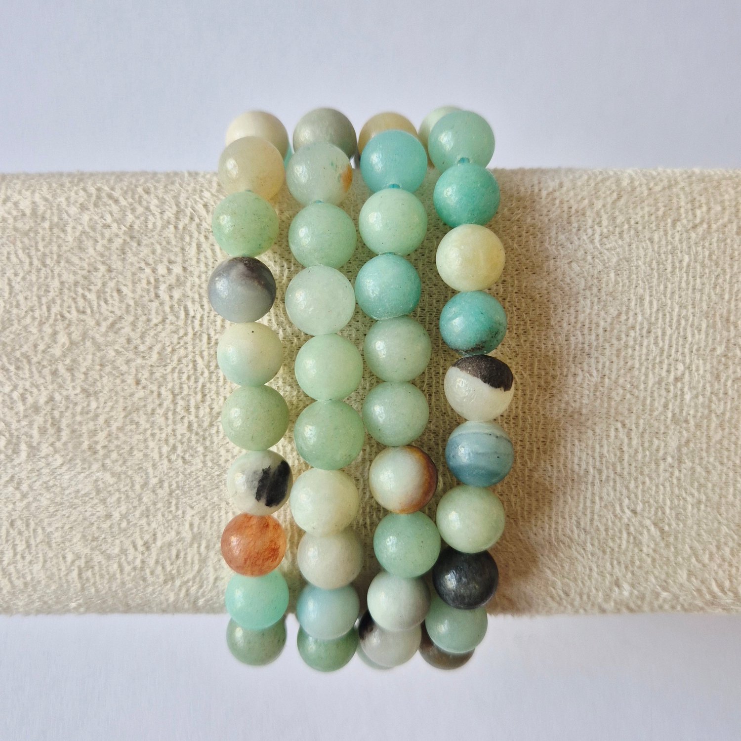 Moonlight Gemstones Amazoniet – Edelsteen Armband 8 mm Meerkleurig
