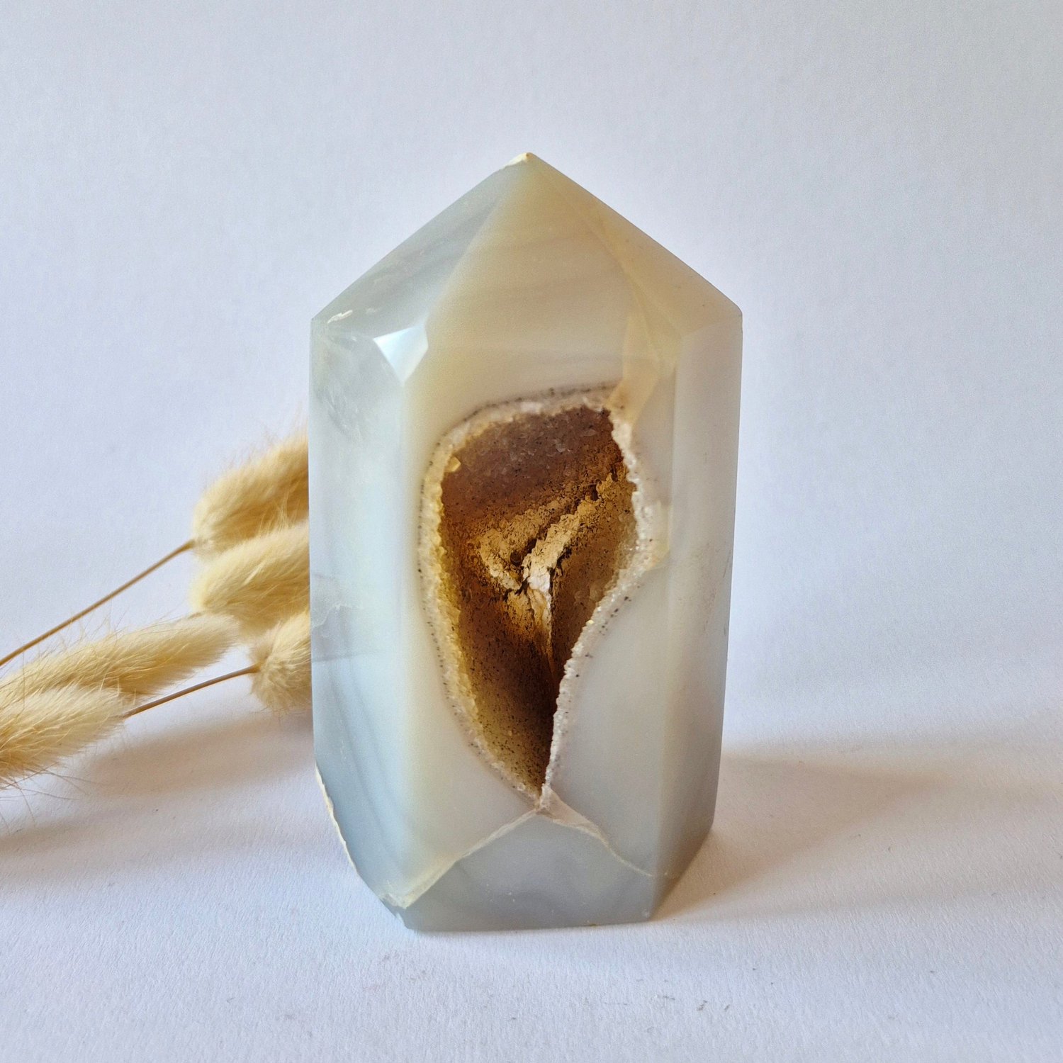 Moonlight Gemstones Druzy Agaat Toren uit Uruguay 388 gram | Natuurlijke Geode Edelsteen Meerkleurig