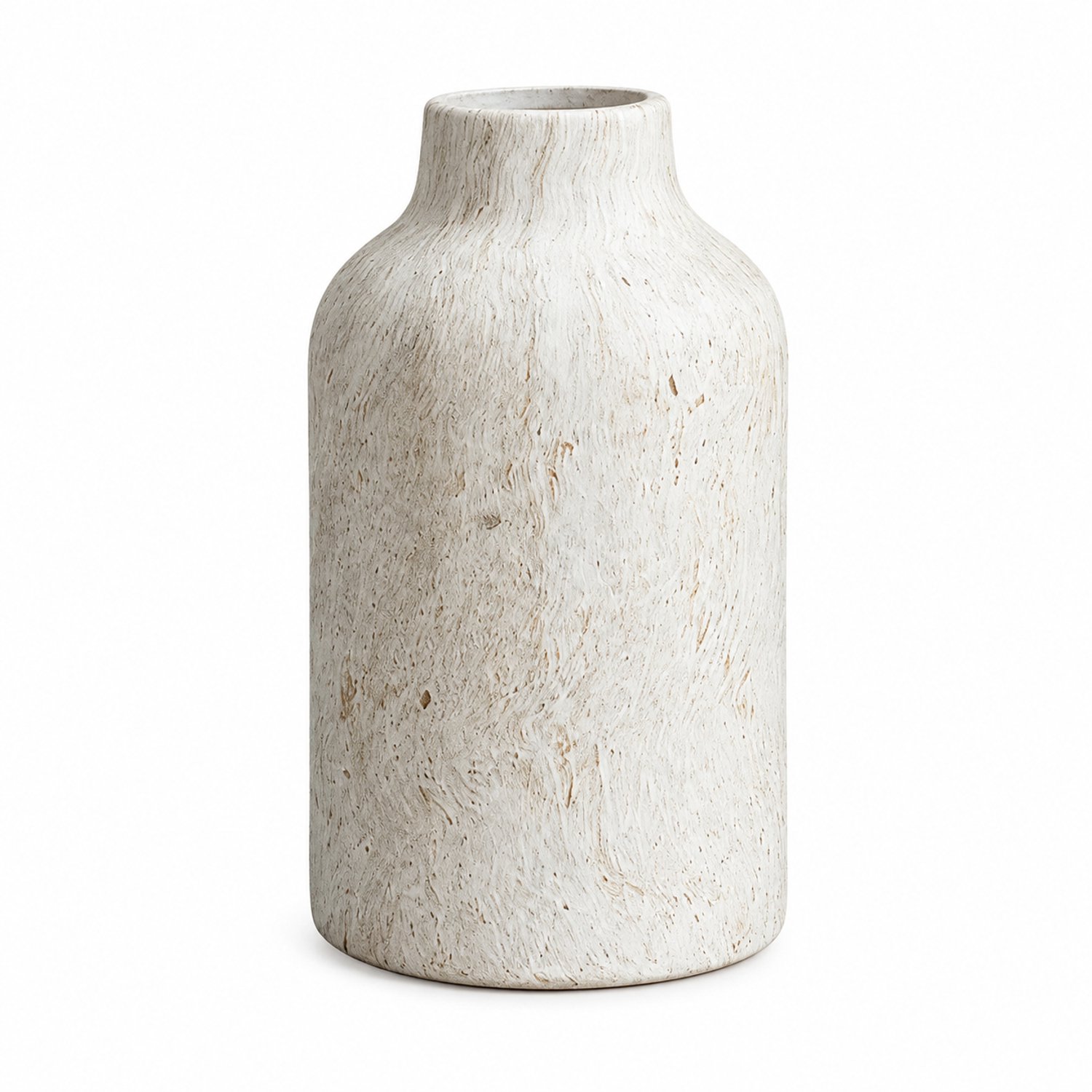 SWGOTA Keramische vaas in wabi-sabistijl 8 x 8 x 15 cm - Lichte structuur met smalle hals voor droogbloemen Wit