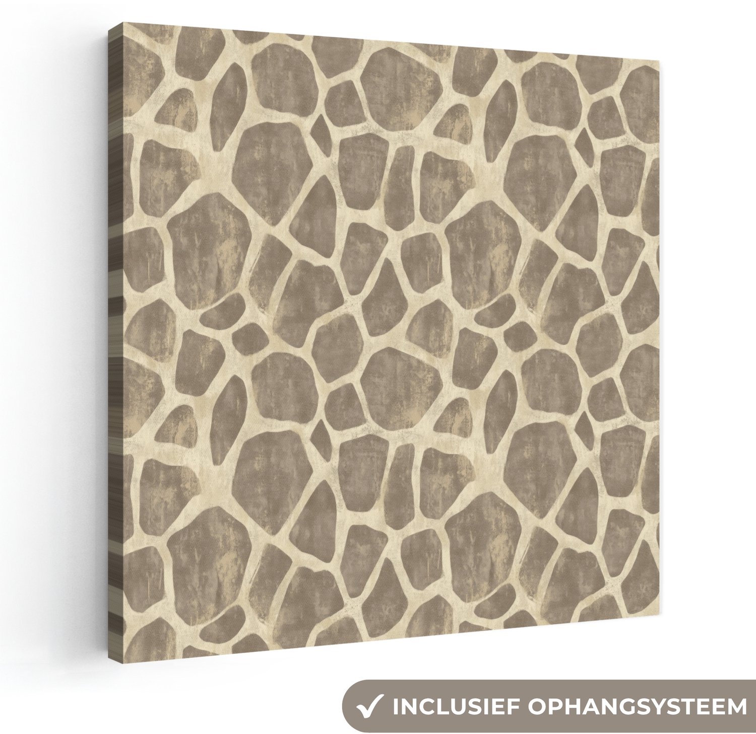 Canvas schilderij 20x20 cm - Exclusieve wanddecoratie Giraf - Patroon - Beige - Bruin - Muurdecoratie woonkamer - Slaapkamer decoratie - Kamer accessoires - Schilderijen op canvas