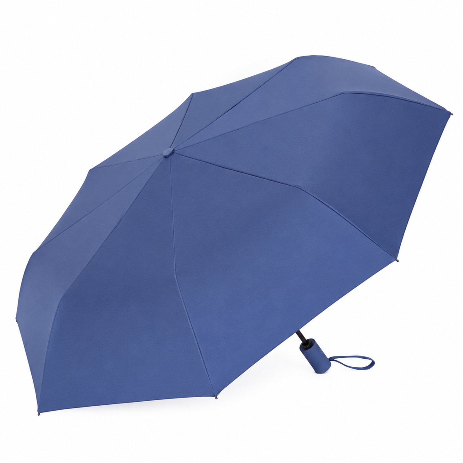 Marineblauwe automatische vouwparaplu voor 1 persoon - 8 baleinen - diameter 98 cm - doek met zwarte coating