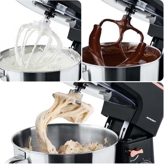 Keukenmixer - 1400 W - 6 liter RVS kom - 6 snelheden — afbeelding 4