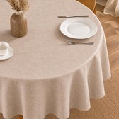 Protecttable - Rond Tafelzeil Linnenlook Beige Ø138cm - Tafelkleed Afwasbaar - Kunststof
