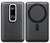 Powerbank 20.000 mAh – Magnetisch - Geschikt voor MagSafe – Draadloos opladen – Inclusief USB-C Kabel & Magneetring – Met USB C & USB poort – ingebouwde standaard – Zwart – 22,5W Snelladen – Noodpakket