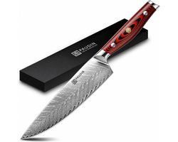 PAUDIN P1 Professioneel Koksmes 20 cm - Keukenmes - Japans mes - Echt Damascus Staal