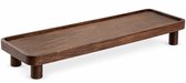 Decoratieve Schaal Mangohout – Donkerbruin – 45 x 15 x 6 cm – Houten Dienblad op Pootjes – Kerstdecoratie – Kaarsenplateau – Kerststukjes – Woondecoratie