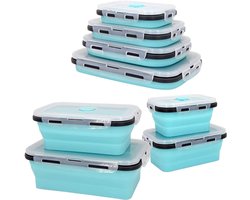 Opvouwbare siliconen voedselcontainers - 4 stuks - Blauw
