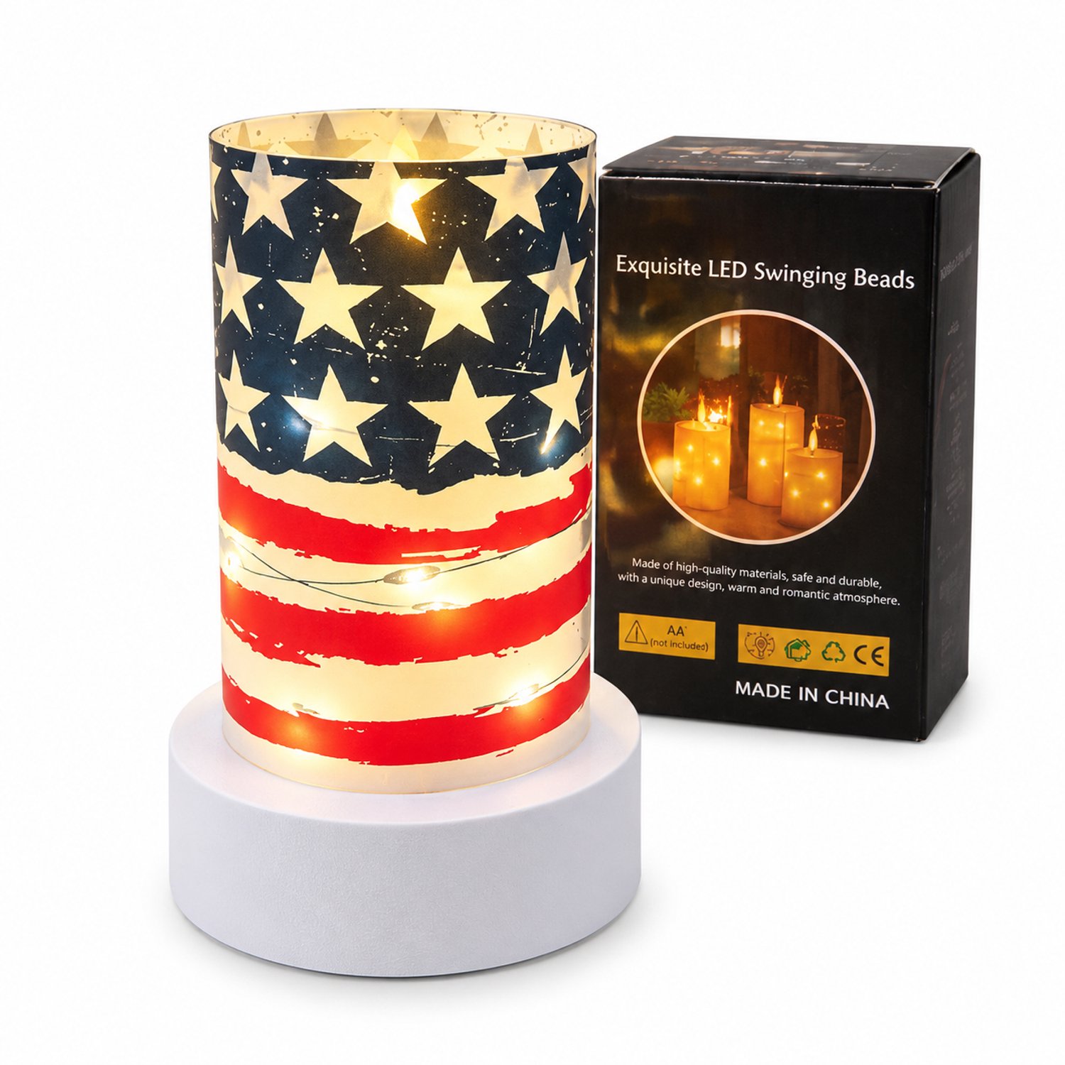 SWGOTA LED kaarsen 7.5 x 12.5 cm Amerikaanse kaarslamp met warm licht en transparant oppervlak zonder batterijen Bruin