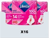 Libresse - Ultra+ Regular Maandverband met Vleugels - 16 x 14 stuks - Voordeelverpakking