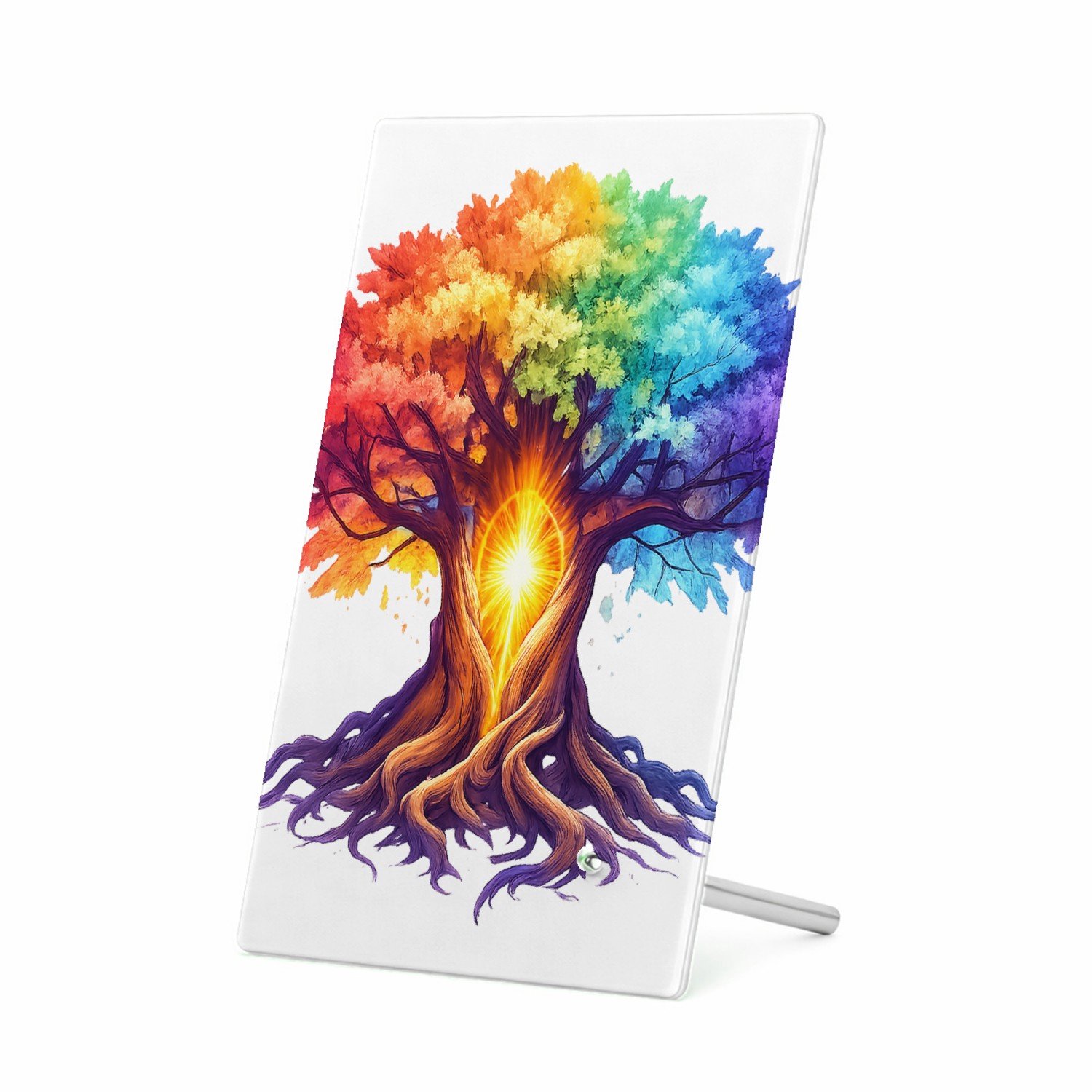 Mr Cadeautjes Glasframe 11 x 16 - design Een magische berglandschap-bewerking met een centrale lichtb | cadeau Wit