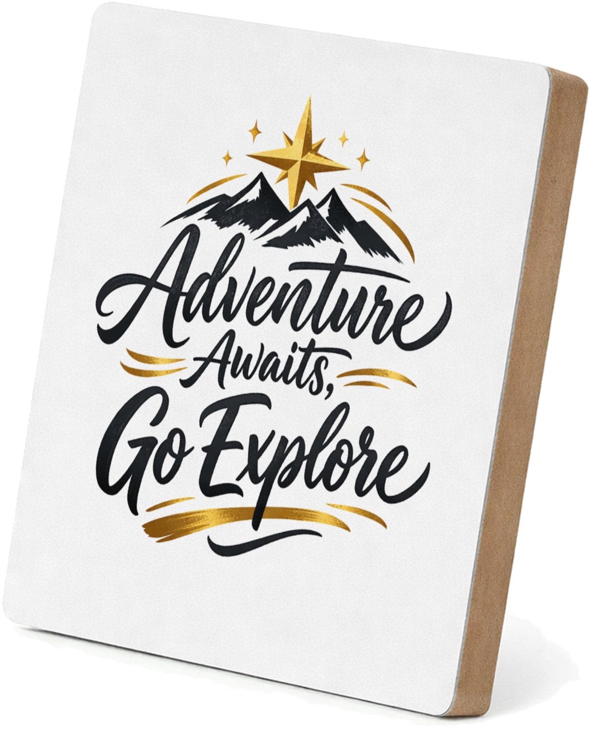 Mr Cadeautjes MDF staande fotolijst 15,2 x 15,2 - design Een luxe reisquote met een andere natuurlijke ondergrond en | cadeau Wit