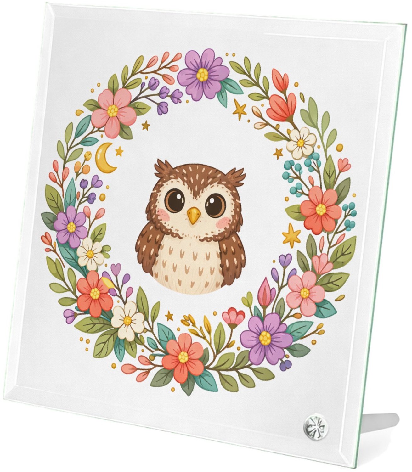 Mr Cadeautjes Glasframe 20 x 20 - design Centrale emblematische cirkel met natuurdetails rond een die | cadeau Wit