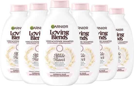 Garnier Loving Blends Milde Haver Verzachtende Shampoo Voordeelverpakking - Normaal Haar, Gevoelige Hoofdhuid - 6 x 300ml