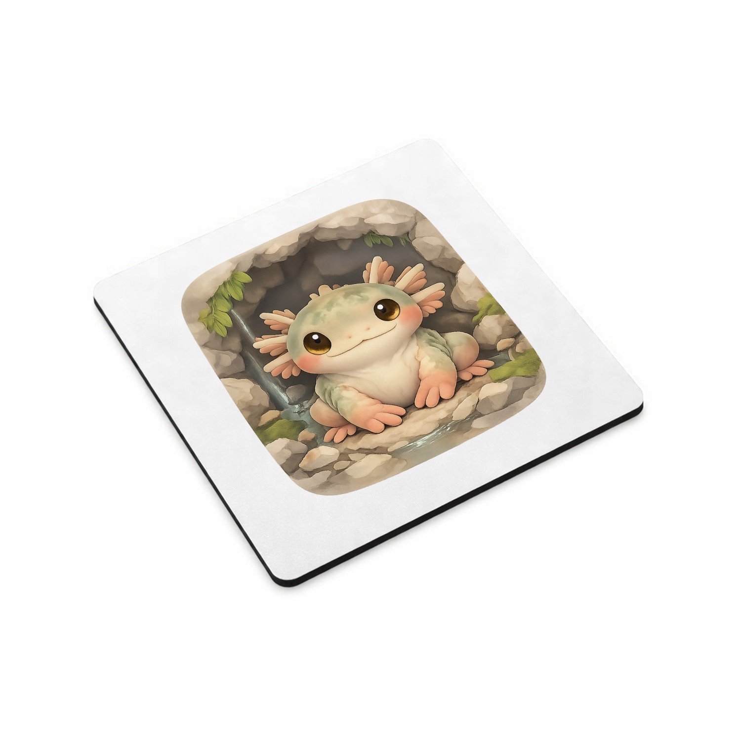 Mr Cadeautjes MDF magnetische fotolijst vierkant 9,5 - design Een compact, schattig portret van een mini-forest creature i | cadeau Wit