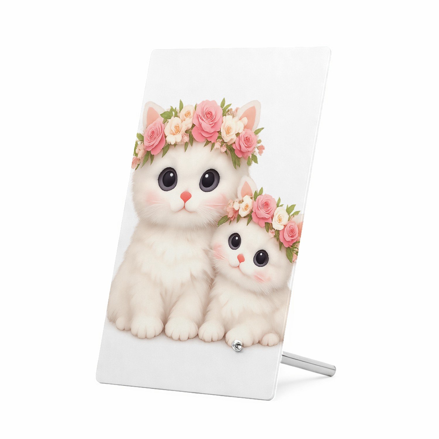 Mr Cadeautjes Glasframe 11 x 16 - design Een schattige bosuil met een bloemenkrans en zachte maanlich | cadeau Wit