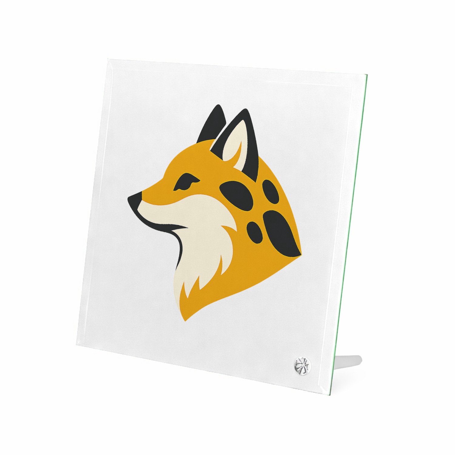 Mr Cadeautjes Glasframe 20 x 20 - design Een set van vier decoratieve panelen met een gestileerde vos | cadeau Wit