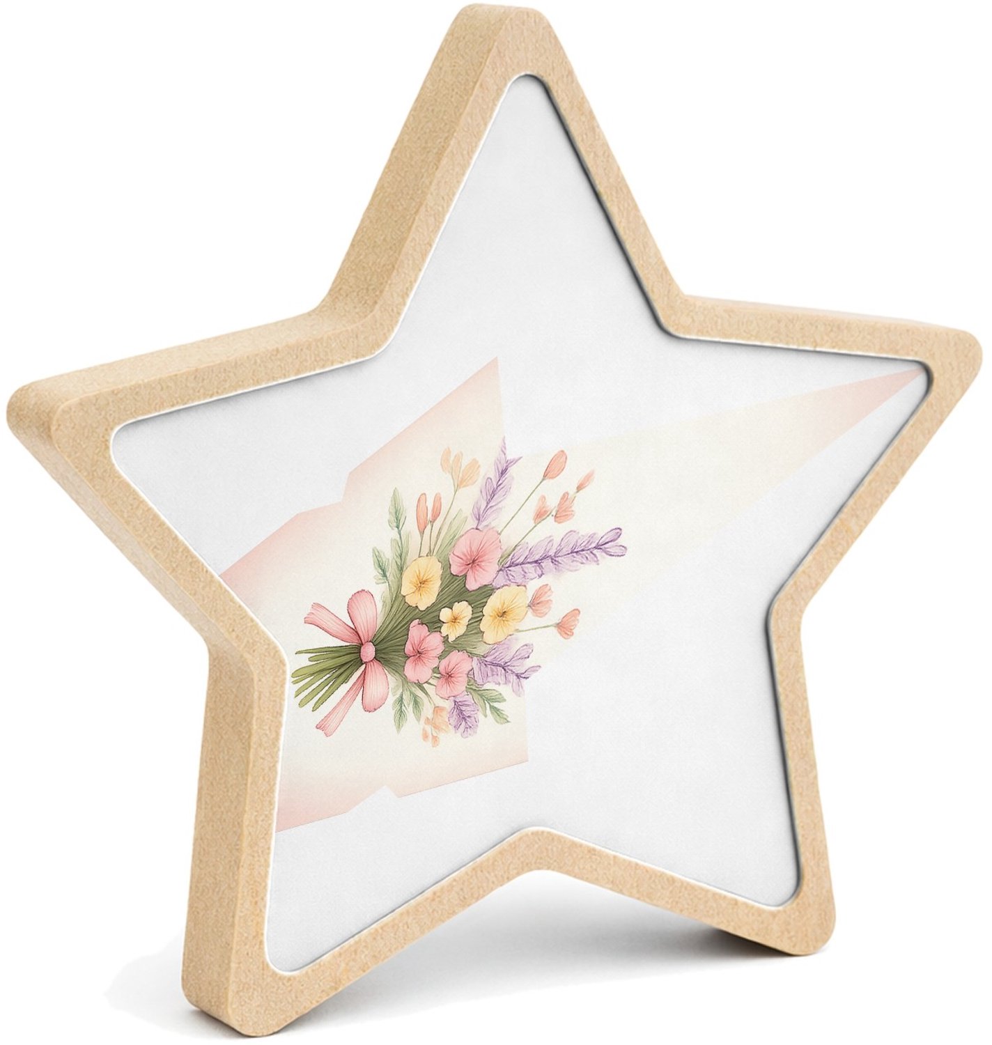 Mr Cadeautjes MDF fotolijst ster 14 x 13,5 - design Een serie elegante natuurboeketten in zachte cadeaustijl, ma | cadeau Wit