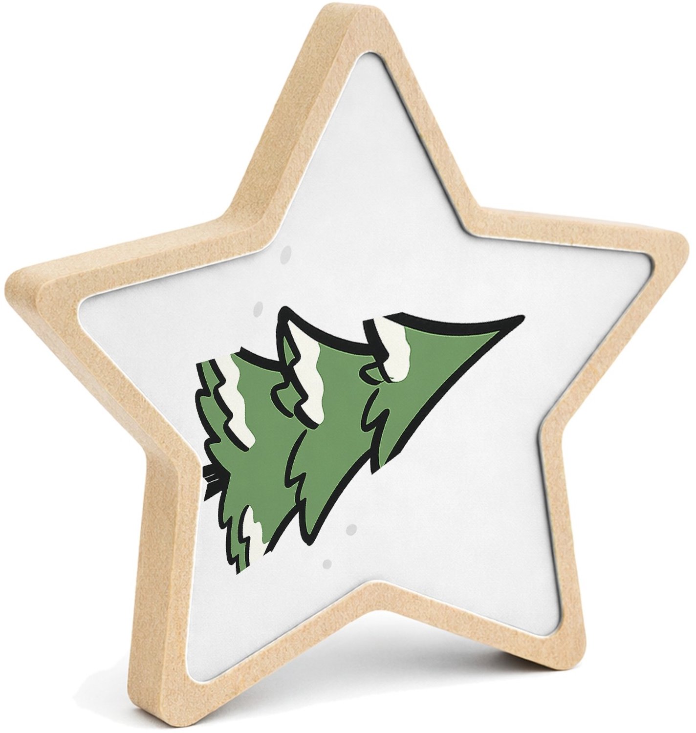 Mr Cadeautjes MDF fotolijst ster 14 x 13,5 - design Een speelse winterboom opgebouwd uit losse penseelstreken en | cadeau Wit