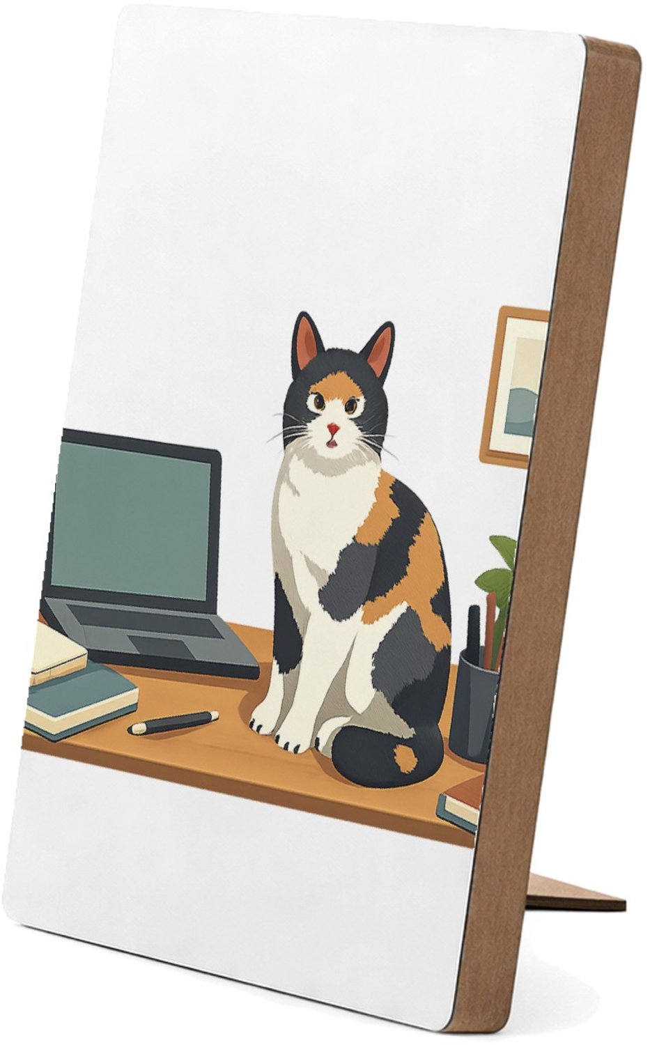 Mr Cadeautjes Glasframe/MDF 12,7 x 17,8 - design Een eigenzinnige ‘ongewenste coworker’ scène in een rustige | cadeau Wit