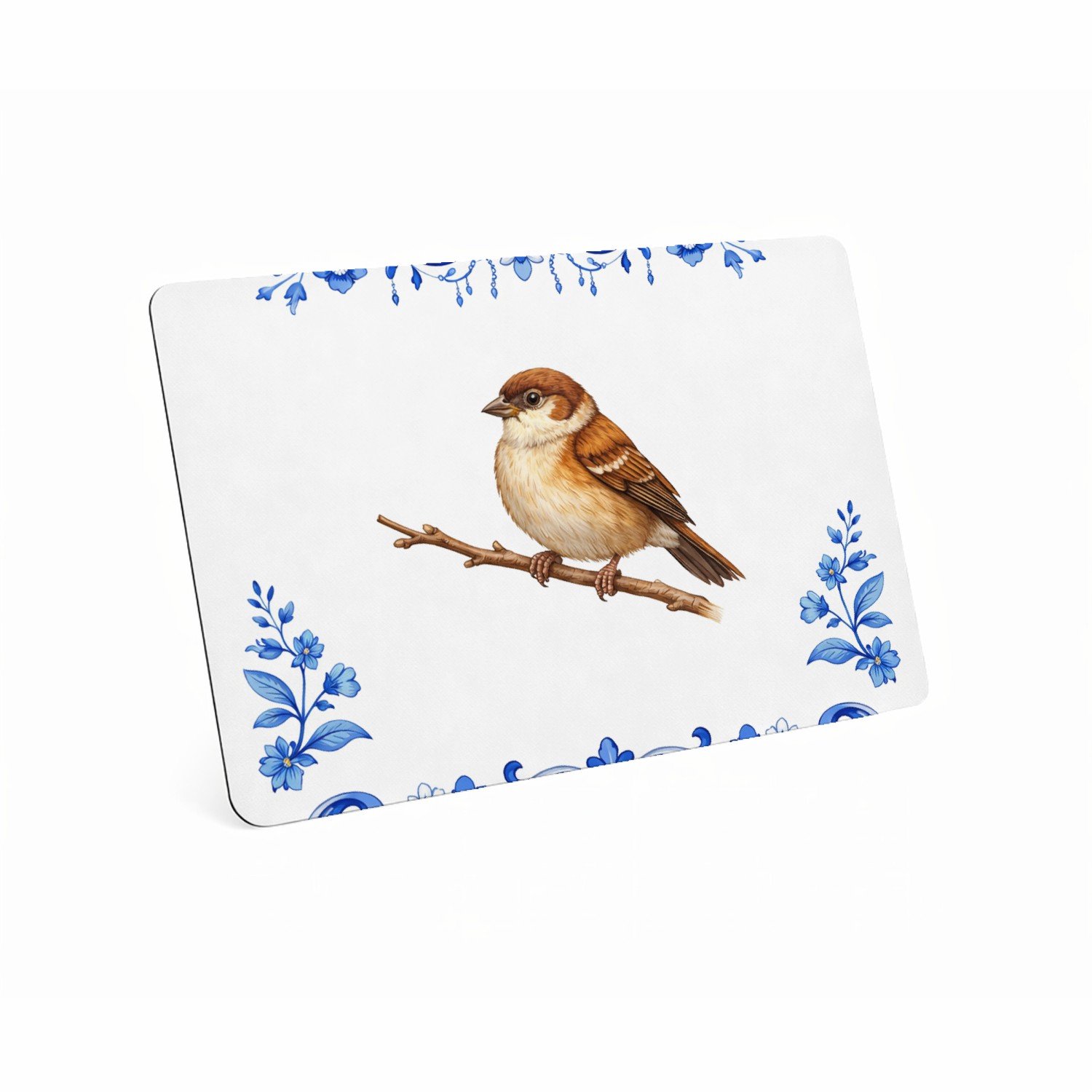 Mr Cadeautjes MDF magnetische fotolijst 28 x 19 - design Een sierlijke vlinder centraal op een zachte botanische rand | cadeau Wit