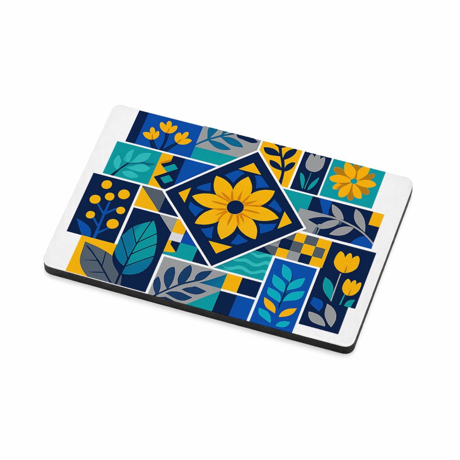 Mr Cadeautjes MDF magnetische fotolijst 7,5 x 5 - design Een levendig mozaïek van botanische blokken met bladeren, bl | cadeau Wit
