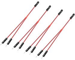 Jumperkabel 1-op-2 - 24 AWG - 2,54 mm - Rood (4 stuks)
