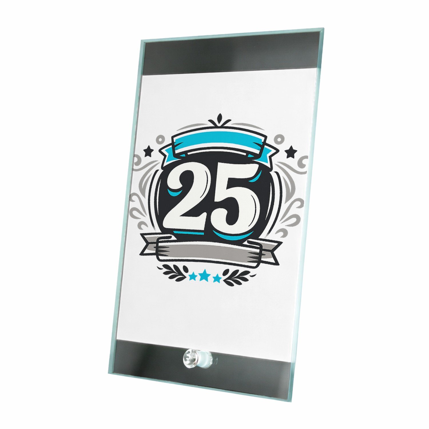 Mr Cadeautjes Glasframe 15 x 23 - design Retro embleem met een groot jaartal en sportieve omlijsting | cadeau Wit