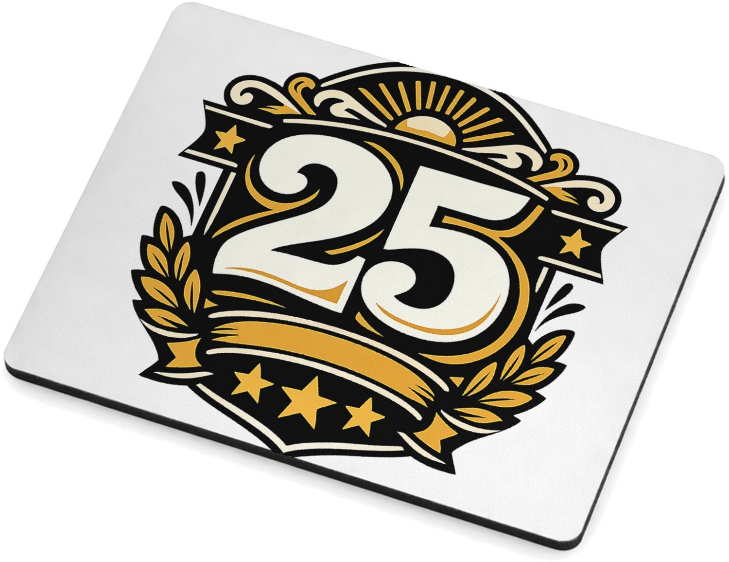 Mr Cadeautjes MDF magnetische fotolijst 9 x 7 - design Retro jubileumontwerp met een groot middenicoon en gebogen t | cadeau Wit