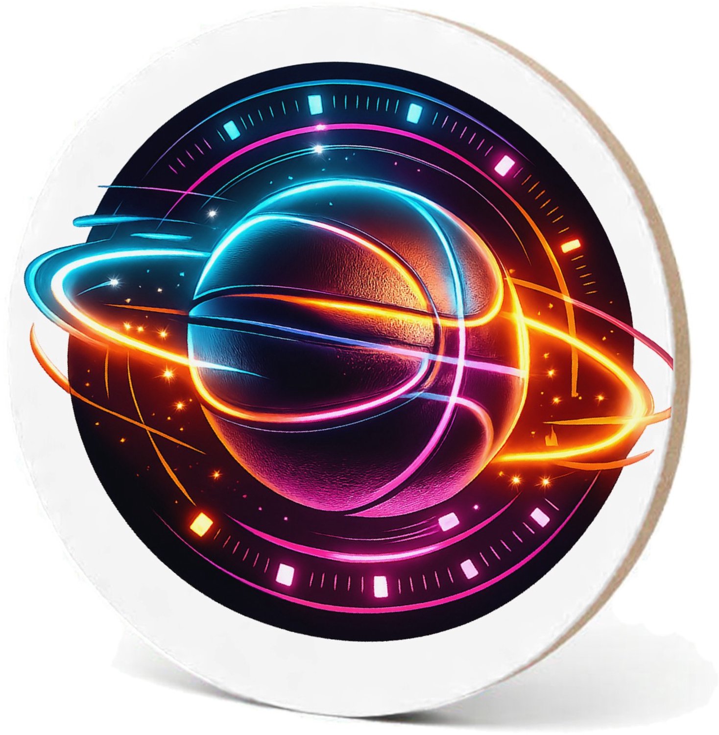 Mr Cadeautjes MDF fotolijst - design Neon sportenergie met een dynamisch object in het midden | cadeau Wit