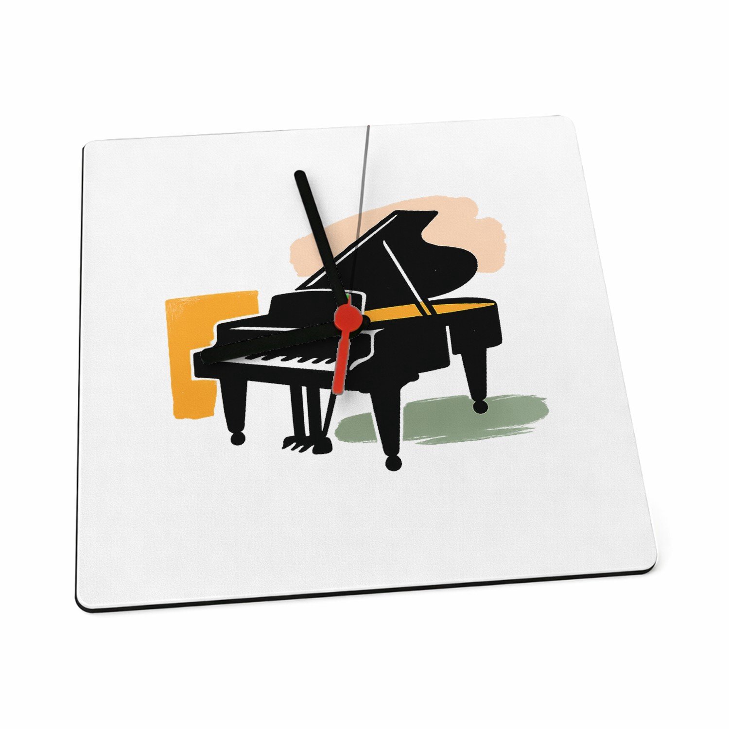 Mr Cadeautjes Klok 19 x 19 - design Grafische illustratie van een jazzsaxofoon met zachte verfst | cadeau Wit