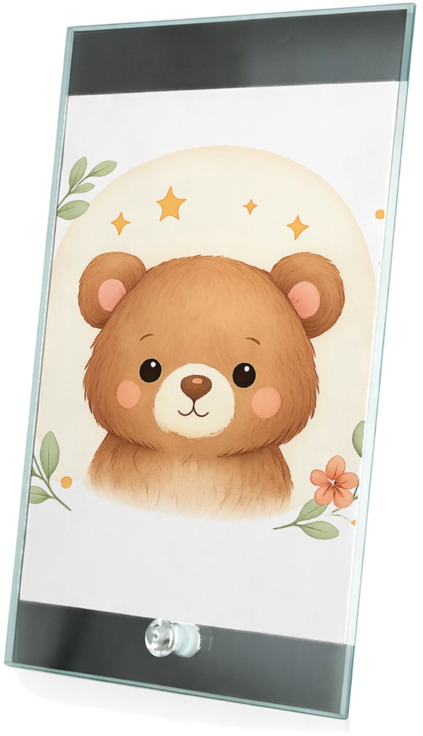 Mr Cadeautjes Glasframe 15 x 23 - design Rustige bosvrienden in zachte boogvormen | cadeau Wit