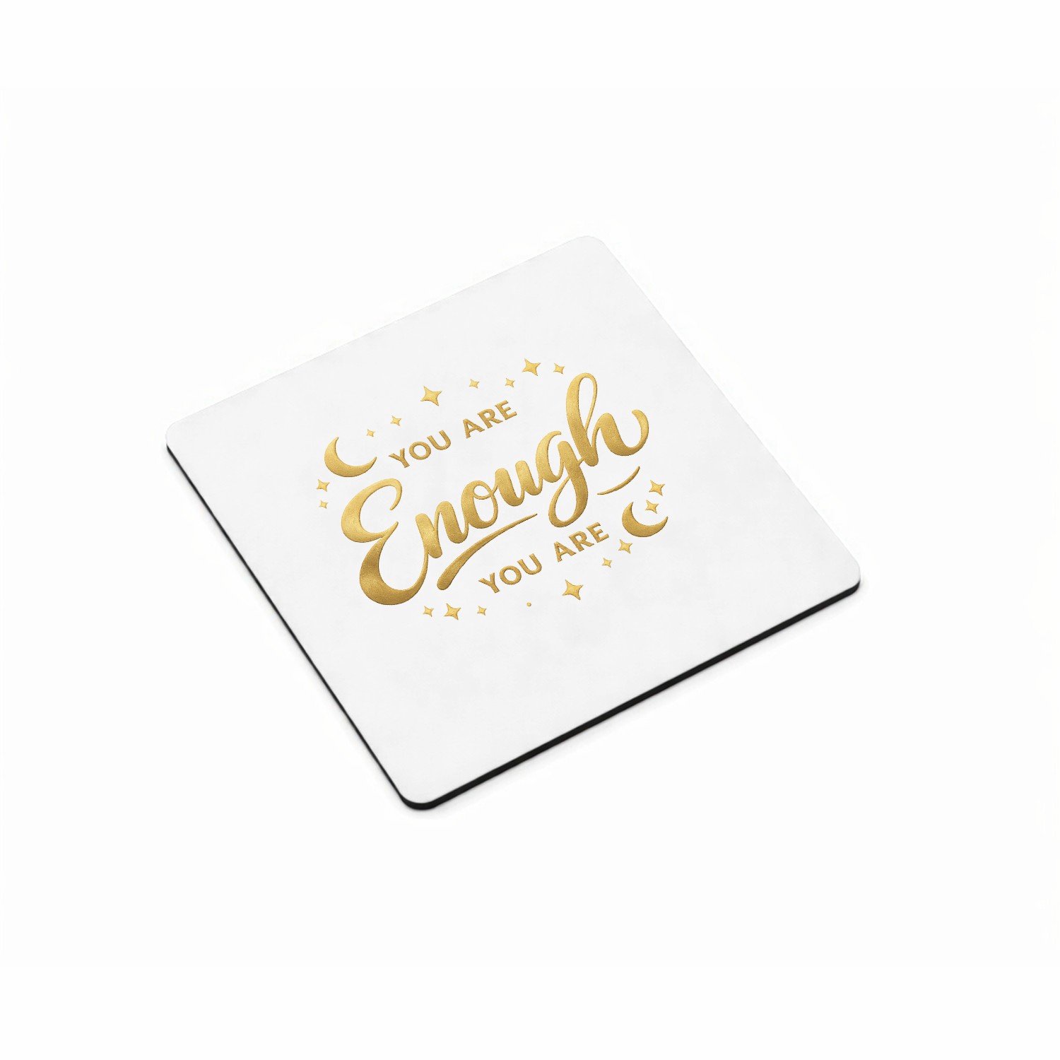 Mr Cadeautjes MDF magnetische fotolijst vierkant 9,5 - design Minimalistische affirmatie met sterren en zachte glansaccent | cadeau Wit