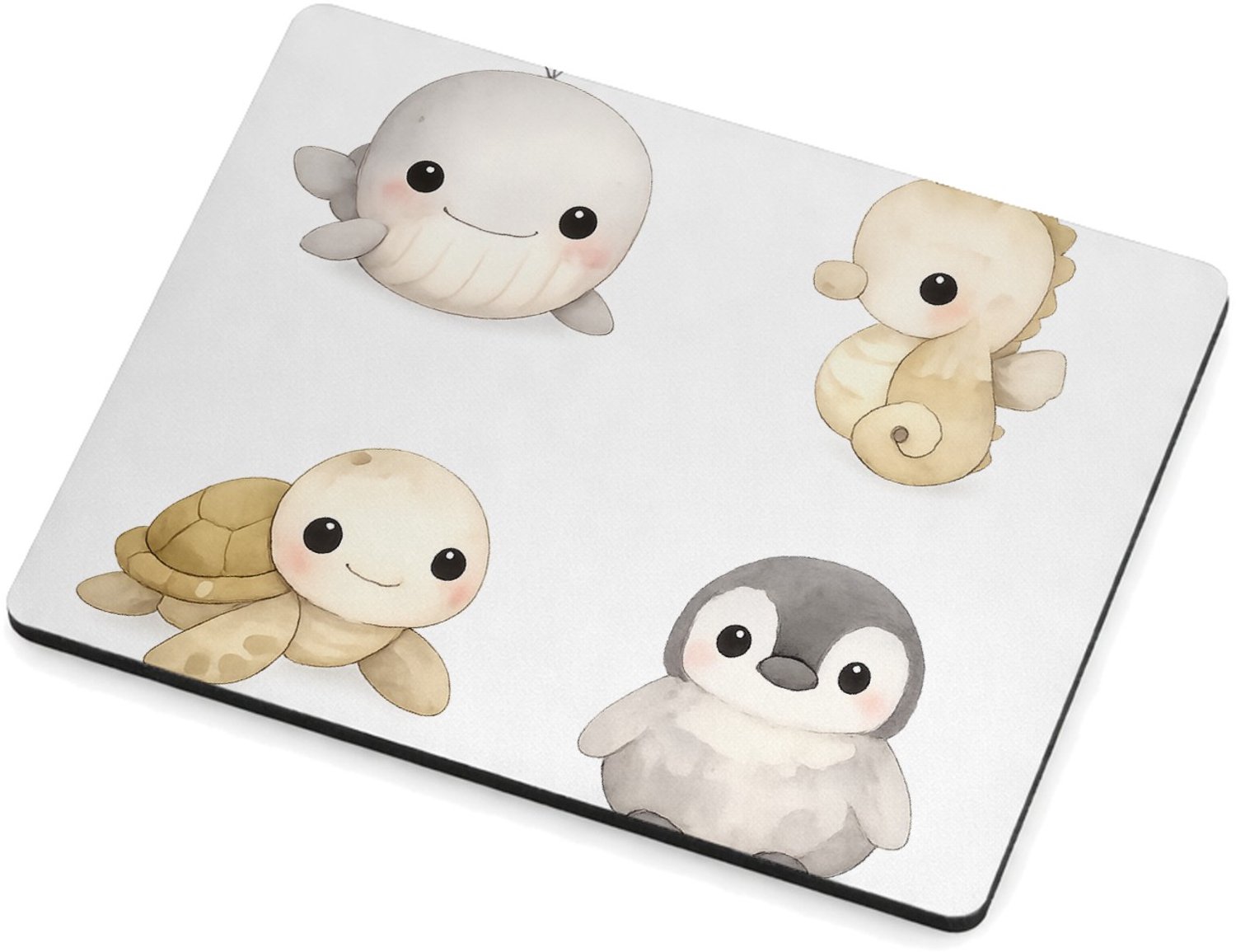 Mr Cadeautjes MDF magnetische fotolijst 9 x 7 - design Pastel zeedierenportretten met minimalistische witte ruimte | cadeau