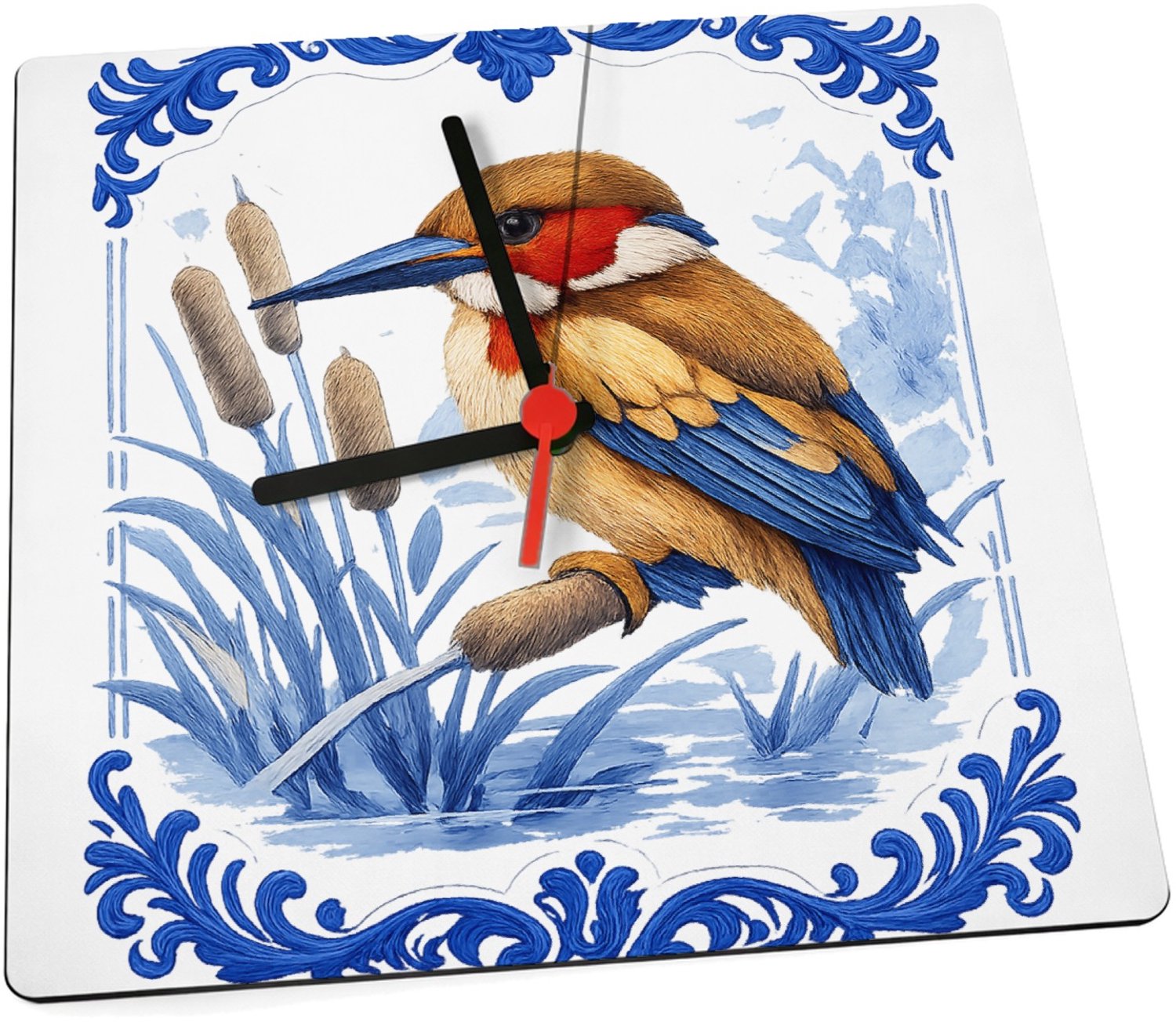 Mr Cadeautjes Klok 19 x 19 - design Elegante zeedier-illustratie met porseleinen rand | cadeau Wit