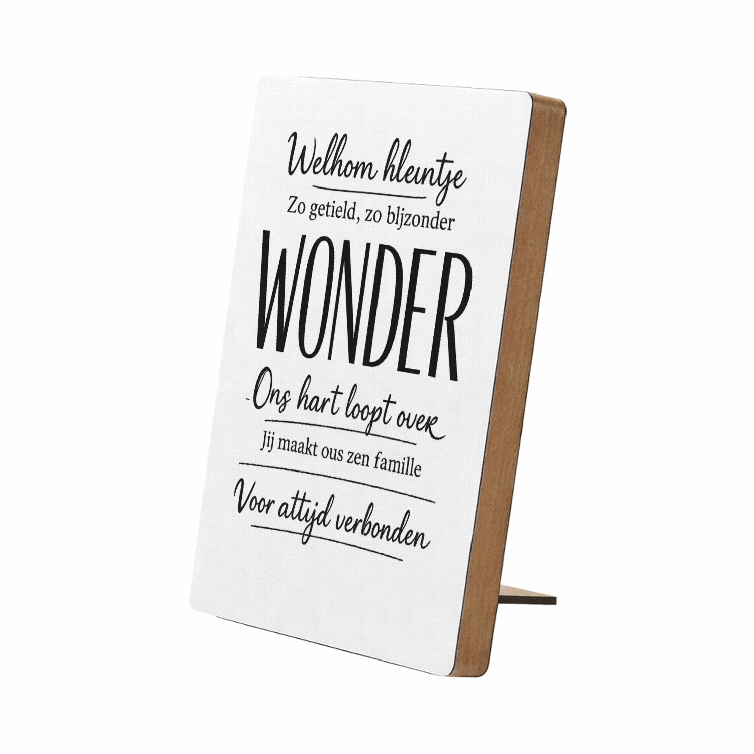Mr Cadeautjes Glasframe/MDF 12,7 x 17,8 - design Een warme familieboodschap met één krachtwoord als visuele b | cadeau Wit