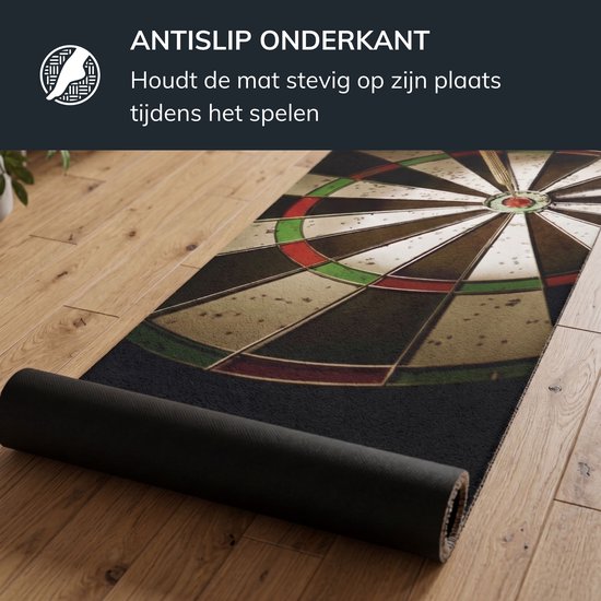 Studio M Dartmat - Zwart - Extra lang en breed - 80 x 285 cm - Inclusief Uitwerpschema - Officiële Afmetingen - Antislip - Dartmat voor onder Dartbord - Cadeautip van Studio M — afbeelding 3